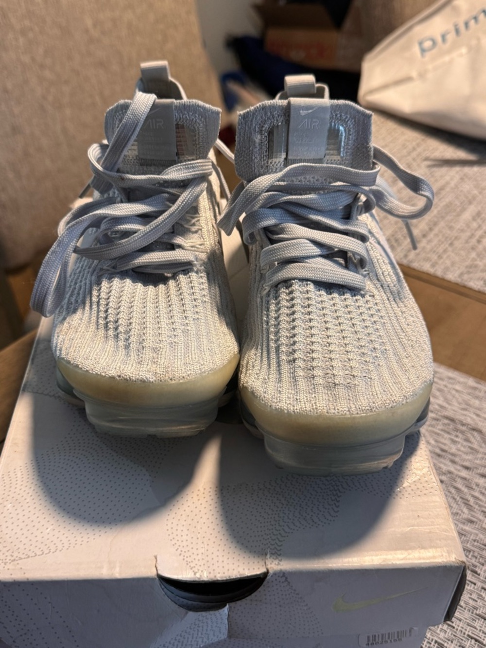 Nike Air VaporMax Flyknit 3 Pure Platinum (Women's) size 6 with box preowned - Picture 2 of 7